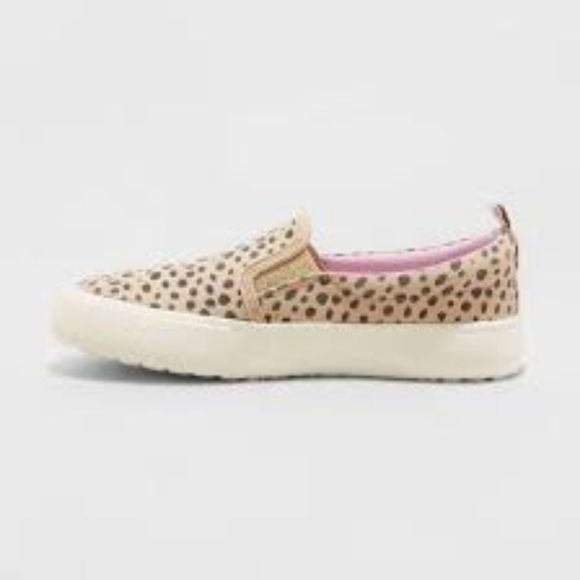 Girls Agnesa Leopard Spot Slip On Sneakers Sz 5 - Picture 2 of 3